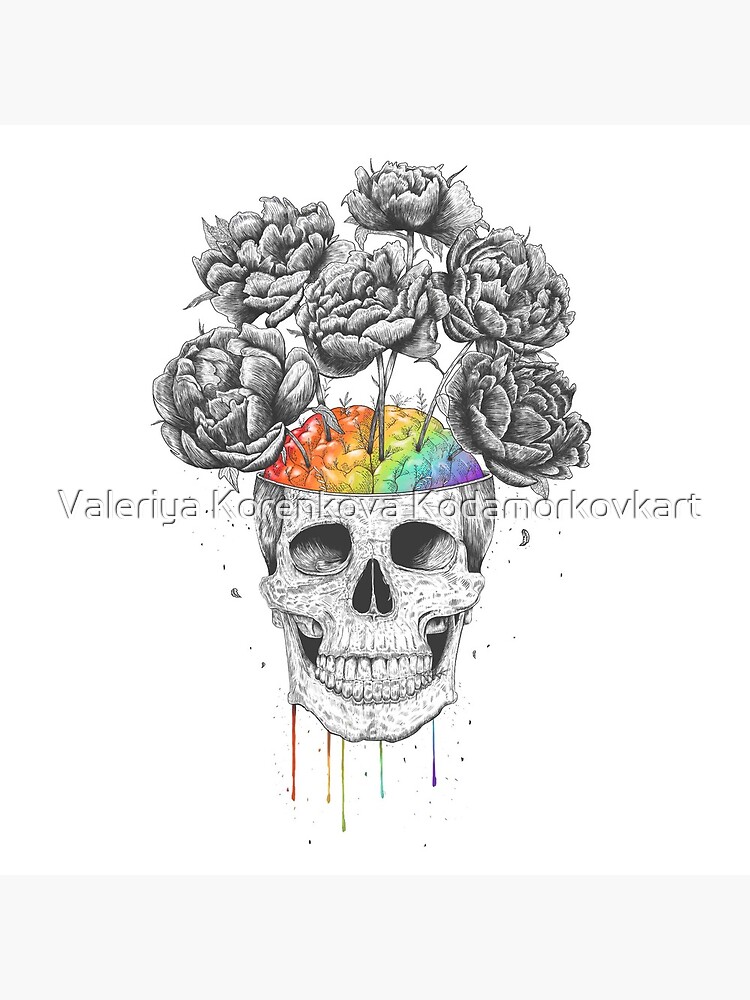 Skull with rainbow brains by kodamorkovkart