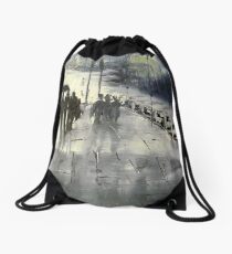 Rainy City Street Drawstring Bag