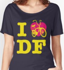 I Love Cycling DF 2 Yellow Pink / Yo Amo andar en Bicicleta en el DF / Chilango Pride / Orgullo Chilango Women's Relaxed Fit T-Shirt