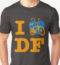 I Love Cycling DF 2 Yellow Blue / Yo Amo andar en Bicicleta en el DF / Chilango Pride / Orgullo Chilango Unisex T-Shirt