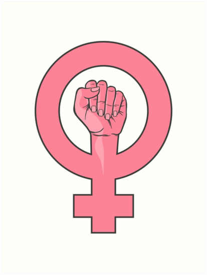 Pink Feminist Women Female Gender Sign Fist Art Print By