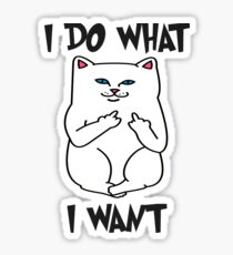 I Do What I Want Cat Shirt - Funny Cat Flipping Off the Bird Middle Finger Tee Sticker