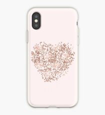Rose Gold Glam Confetti Heart iPhone Case