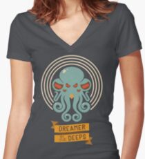 Cthulhu, Dreamer in the Deeps Women's Fitted V-Neck T-Shirt