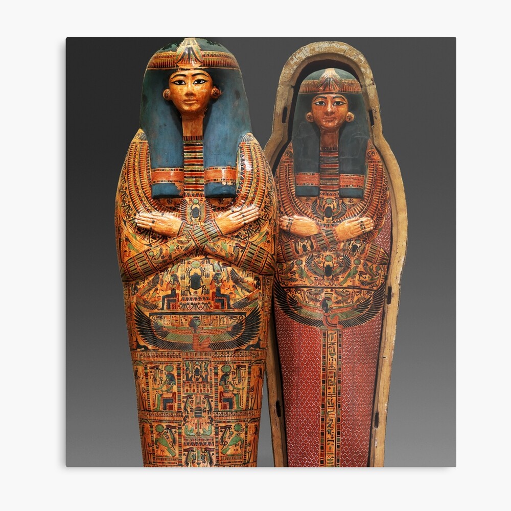 mummy with gold sarcophagus