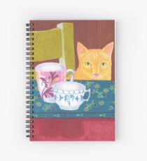 still life with cat and coffeecups Spiral Notebook