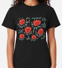 Beautiful Red Abstract Tulip Pattern Classic T-Shirt