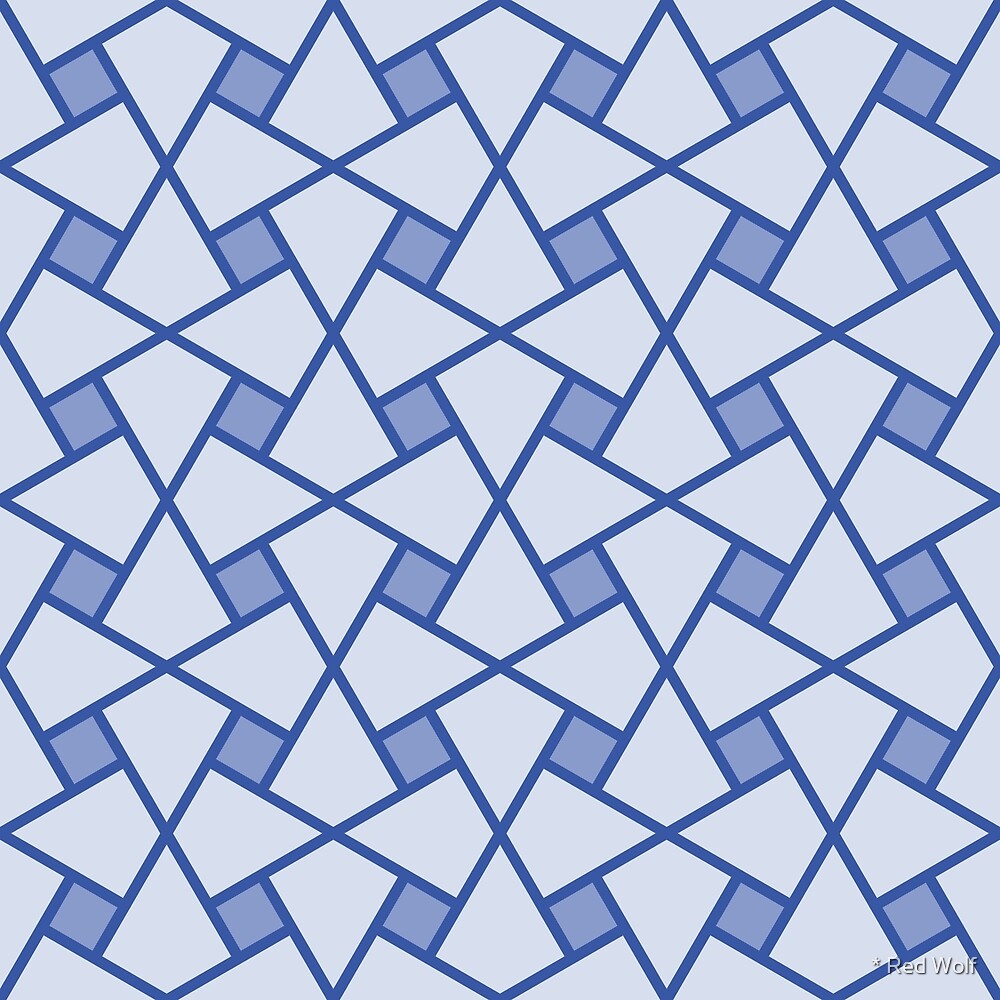 Geometric Pattern: Square Twist: Azure Light by * Red Wolf