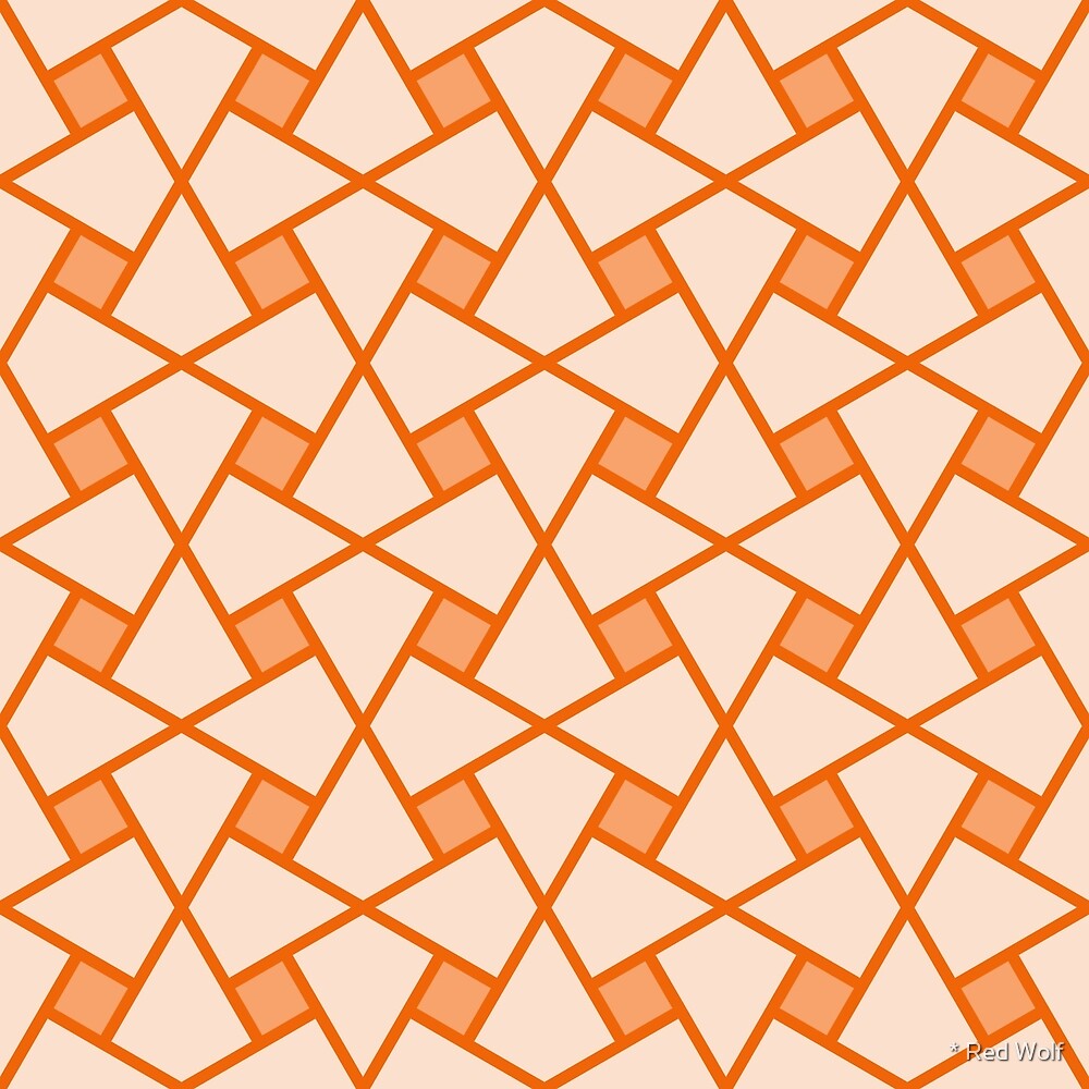 Geometric Pattern: Square Twist: Tangerine Light by * Red Wolf