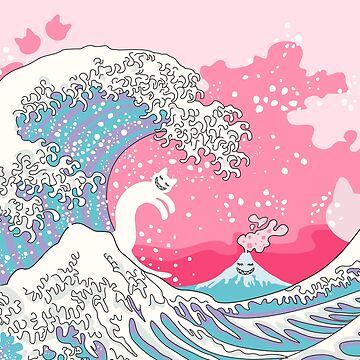 Artwork thumbnail, Psychodelic Bubblegum Kunagawa Surfer Cat by XOOXOO