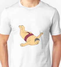 Japanese Sumo Wrestler Skydiving Drawing Unisex T-Shirt