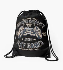 Escape Reality Play Games Retro Vintage Distressed Design Drawstring Bag