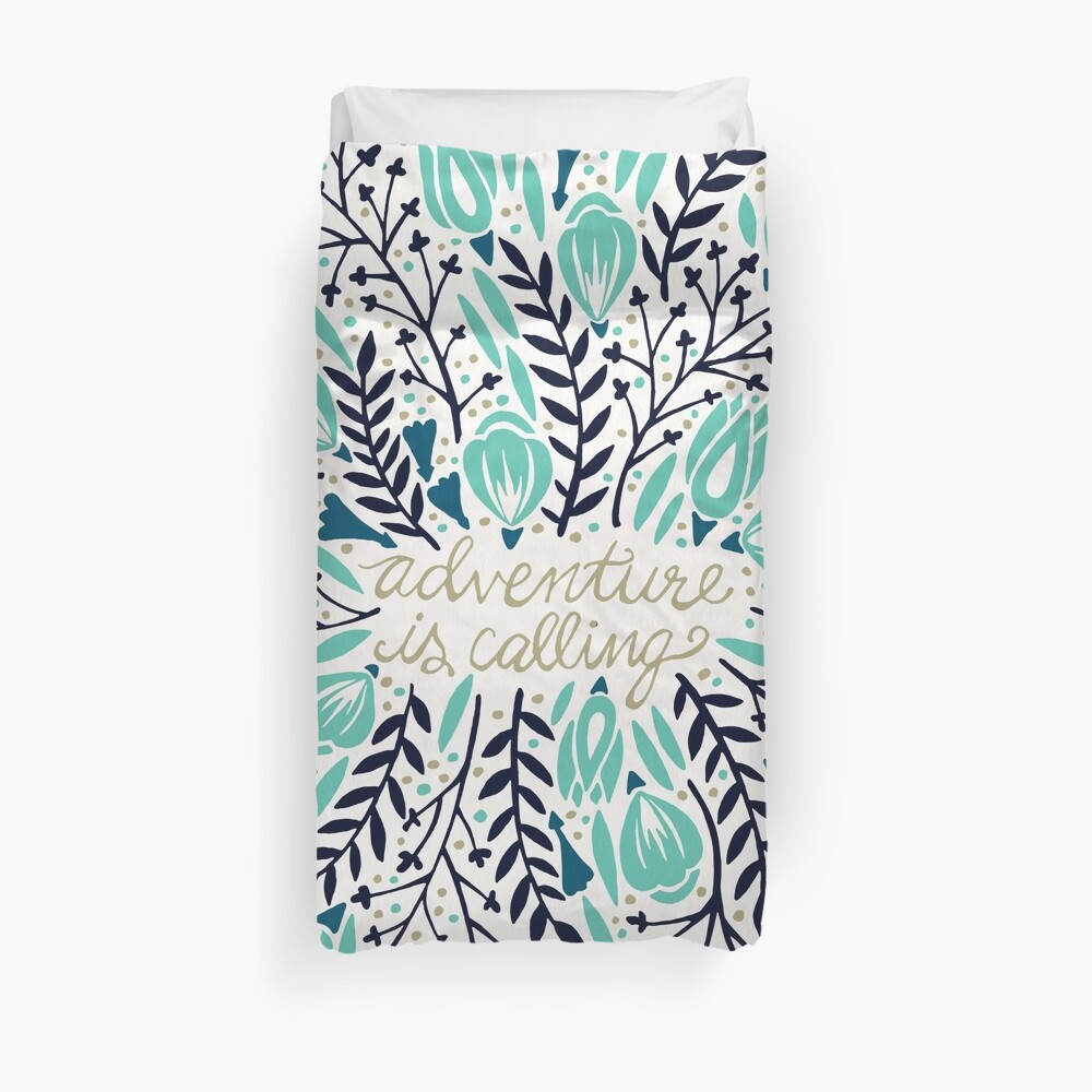 Adventure is Calling – Navy & Mint Palette Duvet Cover