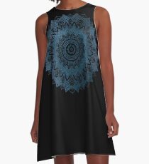 BOHOCHIC MANDALA IN BLAU A-Linien Kleid