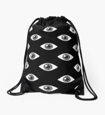Eyes Wide Open - on Black Drawstring Bag