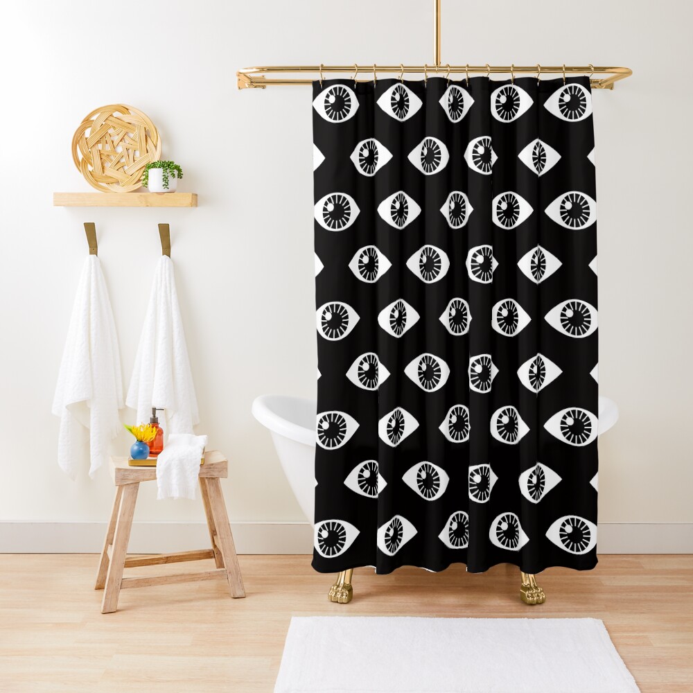 Eyes Wide Open - on Black Shower Curtain