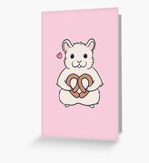 I love you more than this hamster loves pretzels Greeting Card