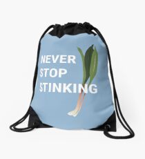 Never Stop Stinking | Wild Leek Ramps Design Drawstring Bag