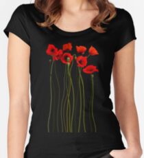 Mohnblumen Tailliertes Rundhals-Shirt