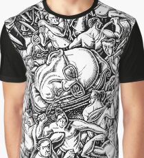 The Giant Head of Philosopher Michel Foucault amidst a scene of Whipping and Flagellation Graphic T-Shirt