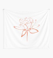 Lotus Flower Calligraphy (Orange) Wall Tapestry