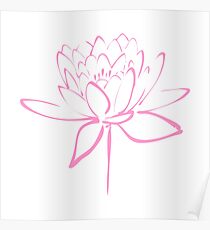 Lotus Flower Calligraphy (Pink) Poster