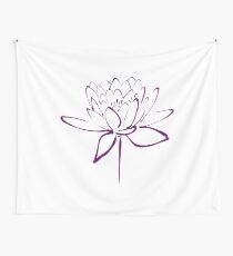 Lotus Flower Calligraphy (Purple) Wall Tapestry