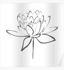 Lotus Flower Calligraphy (Smoke Grey) Poster