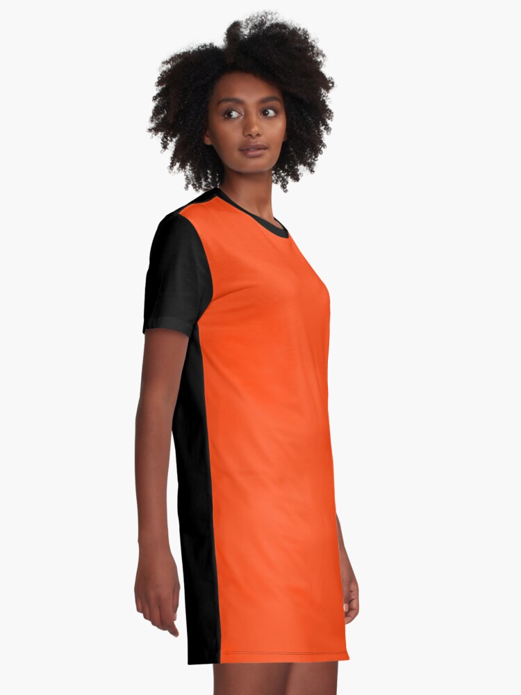 Alternate view of Bright Fluorescent Attack Orange Neon Graphic T-Shirt Dress