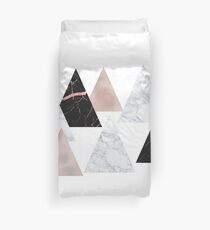 Rose gold marble geo triangles Duvet Cover