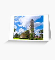 Iglesia de la Fortuna y Arenal - Church and Volcano in Costa Rica Greeting Card
