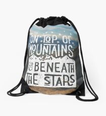 On Top Of Mountains Drawstring Bag