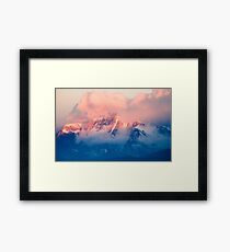 Snow Mountain at Pink Sunset Framed Print