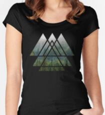 Sacred Geometry Triangles - Misty Forest Women's Fitted Scoop T-Shirt