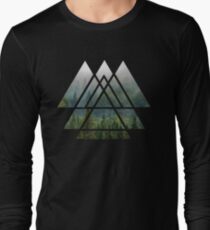 Sacred Geometry Triangles - Misty Forest Long Sleeve T-Shirt