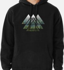 Sacred Geometry Triangles - Misty Forest Pullover Hoodie