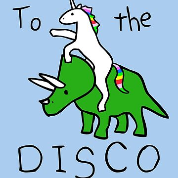 Artwork thumbnail, To The Disco (Unicorn Riding Triceratops) by jezkemp