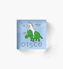 Zur Disco (Unicorn Riding Triceratops) Acrylblock