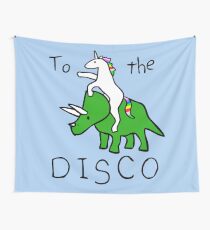 To The Disco (Unicorn Riding Triceratops) Wall Tapestry