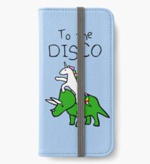 Zur Disco (Unicorn Riding Triceratops) iPhone Flip-Case/Hülle/Skin
