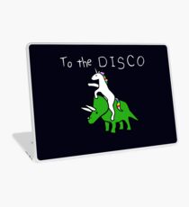 To The Disco (white text) Unicorn Riding Triceratops Laptop Skin