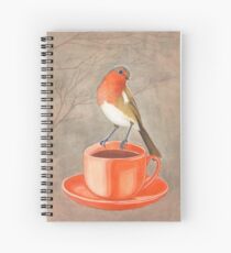 Cuaderno de espiral amante del café pájaro robin