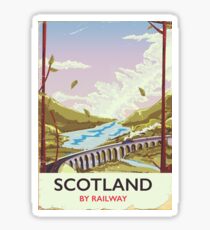 Scotland Vintage locomotive travel poster Sticker