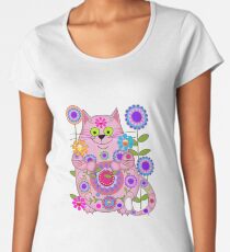 Cute Flower Power Cat Women's Premium T-Shirt