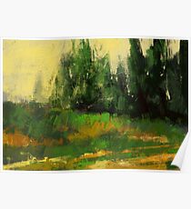 Yellow grass and some trees Poster