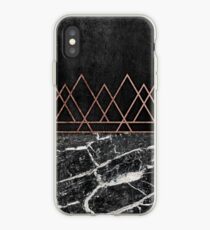 Elegante Rose Gold Dreiecke & Black & White Marmor iPhone-Hülle & Cover