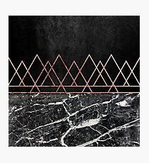 Elegant Rose Gold Triangles & Black & White Marble Photographic Print