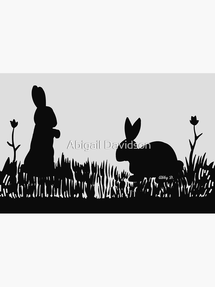 "Rabbits in the Meadow Silhouette" Framed Art Print by AbigailDavidson