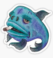 Bad Fish Smoking Joint Sticker
