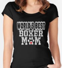 World's Best Boxer Mom Dog Lover Distressed Women's Fitted Scoop T-Shirt